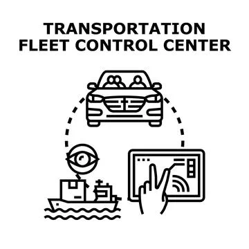 Transportation fleet control center managing logistics services Stock Illustration
