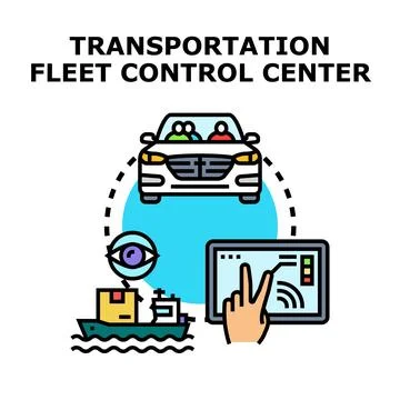 Transportation fleet control center managing logistics services Stock Illustration