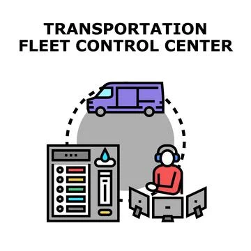 Transportation fleet control center managing logistics operations Stock Illustration