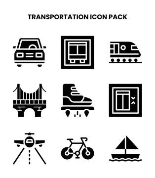Transportation Glyph Bundle Icons Pack Иллюстрация