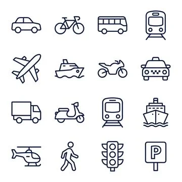 Transportation Icons Set Illustration