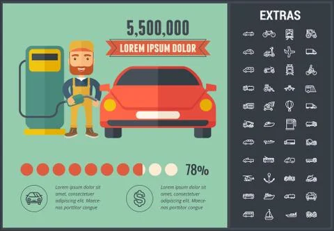 Transportation infographic template and elements. Stock Illustration