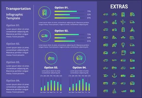 Transportation infographic template and elements. 스톡 일러스트