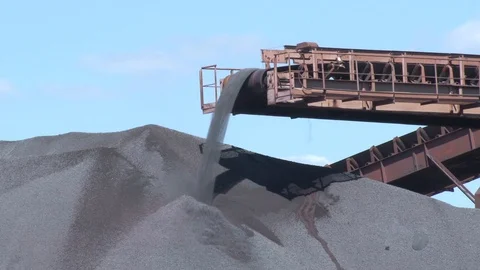 Transportation of iron pellets at the mining plant Stock Footage 101906790