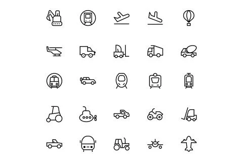 Transportation Line Vector Icons Illustrazione stock