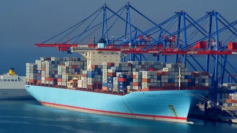 Transportation, Lockdown, Wide Shot, 20 Seconds Or Greater, Container Ship, Stock Footage 95860381