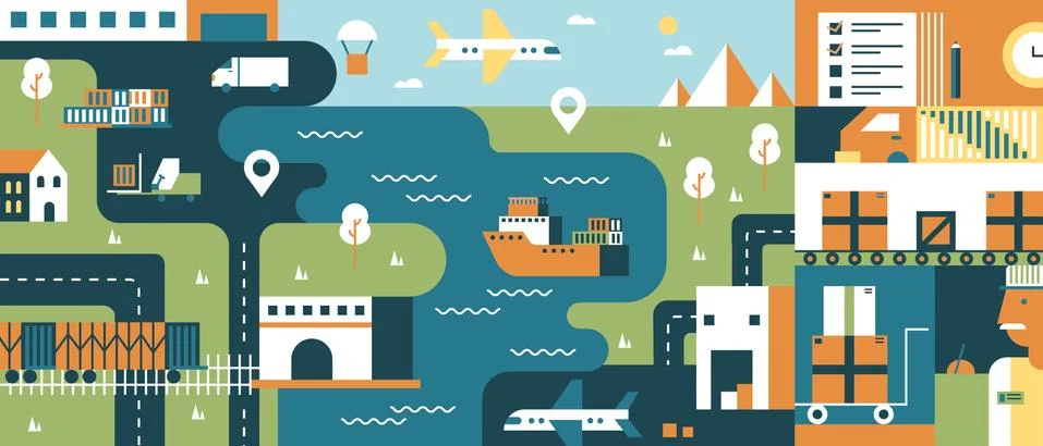Transportation logistic background flat Stock Illustration
