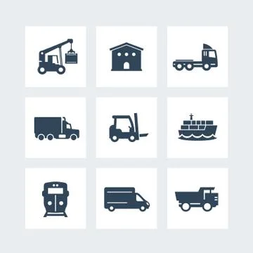 Transportation, logistics icons on white, vector illustration Stock Illustration