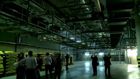 Transportation logistics warehouse interior with people Stock Footage 73672956