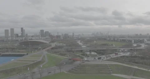 Transportation moving on road , intersection point , city in the background Stock-Footage 170937412