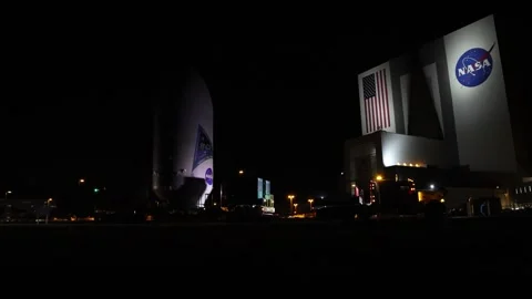 Transportation of NASA's PACE sateliite to Launch Complex 40 at night Stock Footage 295929003