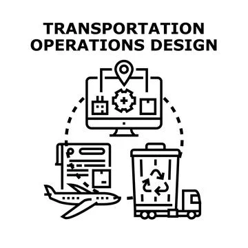 Transportation operations design management planning logistics Illustrazione stock