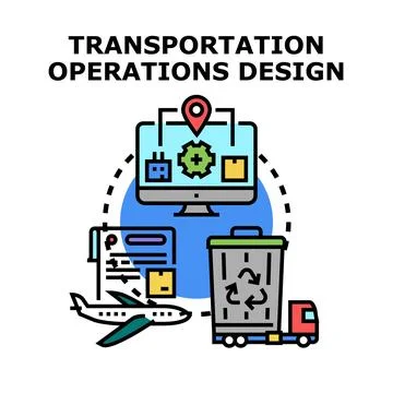 Transportation operations design management planning logistics Stock Illustration