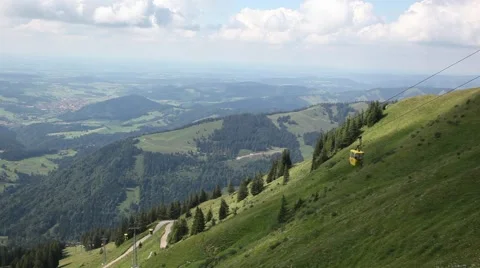 Transportation overhead Cable Car in the mountains - Seilbahn Stock Footage