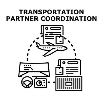 Transportation partner coordination global logistics supply chain Illustrazione stock