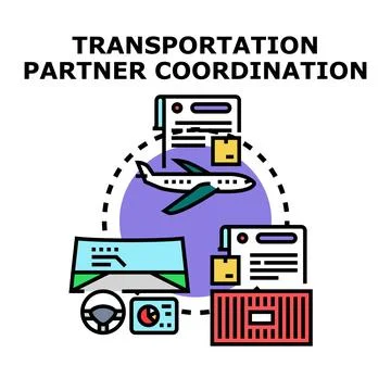 Transportation partner coordination global logistics supply chain Illustrazione stock