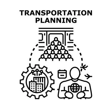 Transportation planning system developing urban infrastructure logistics Ilustración de archivo