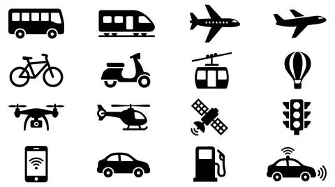 Transportation with representing diverse modes transport with hot air balloons 스톡 일러스트