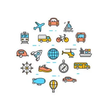 Transportation Round Design Template Thin Line Icon. Vector Stock-Illustration