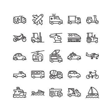 Transportation simple icon set Stock Illustration