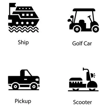 Transportation Solid Vectors Pack Stock Illustration