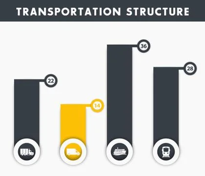 Transportation structure infographics elements in gray and yellow, vector ill イラスト素材