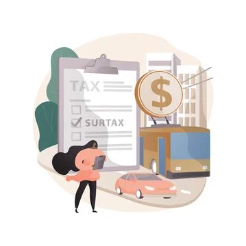 Transportation surtax abstract concept vector illustration. Illustrazione stock