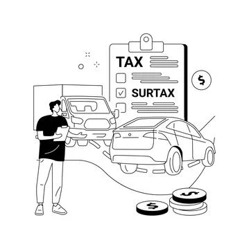 Transportation surtax abstract concept vector illustration. Illustrazione stock