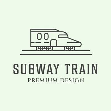 Transportation train line vector logo icon art design minimalist illustration Illustrazione stock