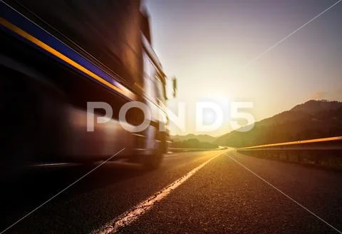 Transportation truck on the road. Stock Photos