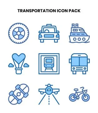Transportation Two Colour Bundle Icons Pack Иллюстрация