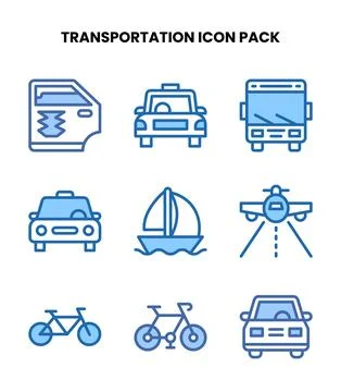Transportation Two Colour Vector Icons Pack 스톡 일러스트