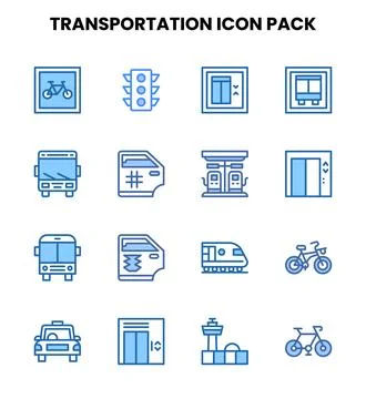 Transportation Two Colour Vector Icons Pack Иллюстрация