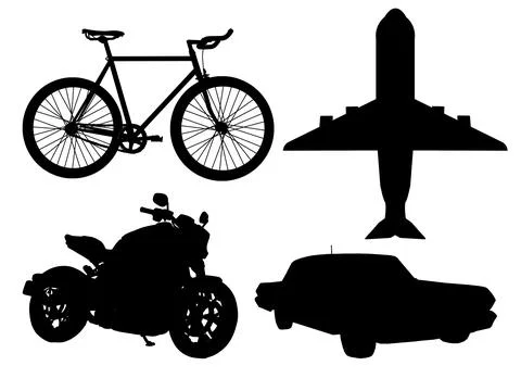 Transportation types Silhouettes Stock Illustration