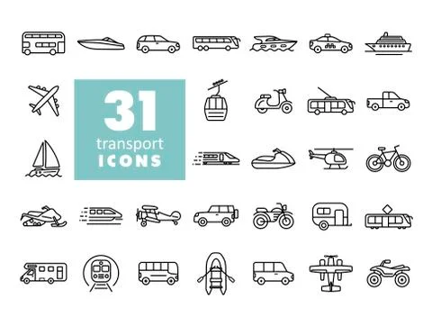 Transportation vector flat icon set Stock Illustration