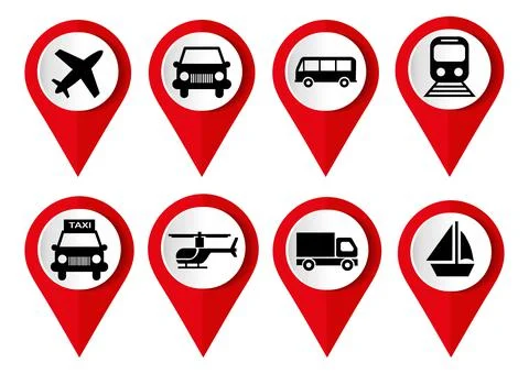 Transportation vector icon set, flat design pointers, infographic template Ilustración de archivo