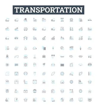 Transportation vector line icons set. Travel, Transit, Freight, Delivery Illustration