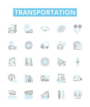 Transportation vector line icons set. Travel, Transit, Freight, Delivery Stock Illustration