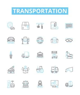 Transportation vector line icons set. Travel, Transit, Freight, Delivery 스톡 일러스트