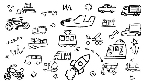 Transportation Vehicles Hand Drawn Doodle Animation Stock Footage 344530459