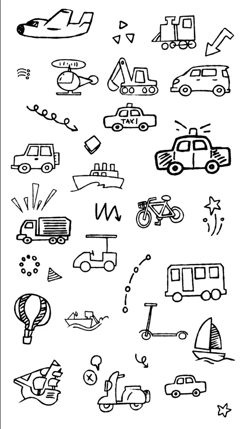 Transportation Vehicles Hand Drawn Doodle Animation Vertical Stock Footage 344530484