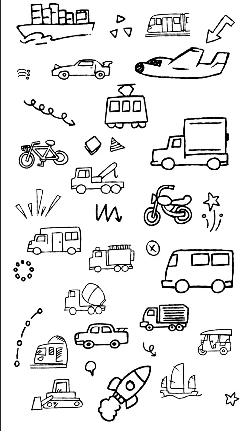 Transportation Vehicles Hand Drawn Doodle Animation Vertical Stock Footage 344530499