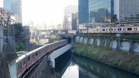 Transportation view of many train trackway railway public transportation me.. Stock Footage 309624938