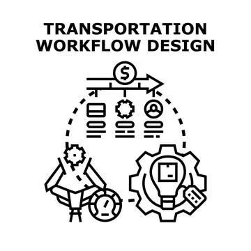 Transportation workflow designing for efficient logistics process Stock Illustration