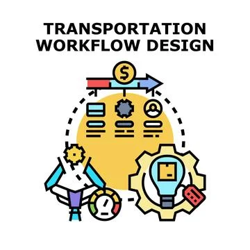 Transportation workflow designing for efficient logistics process Stock Illustration