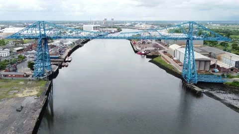Transporter Bridge River Tees Middlesbrough UK Stock Footage 196108619