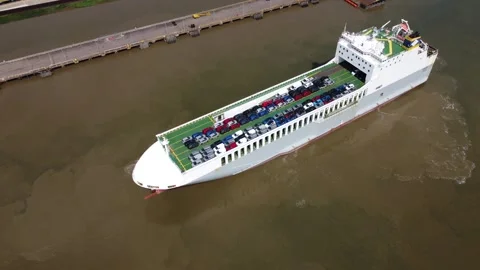 Transporter docking in Dagenham Ford River Thames taken on 09/05/2024 Stock Footage 274846176