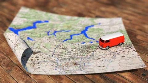 Transporter on road map Stock Illustration