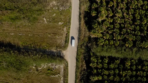 Transporter van aerial view Stock Footage 129634736