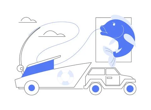 Transporting a boat abstract concept vector illustration. Stock Illustration